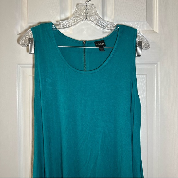 NWT La Vanya Teal Scoop Neck Sleeveless Handkerchief Hem Tank size 1X - Picture 5 of 10
